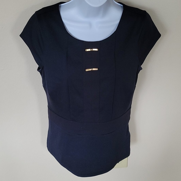 Ann Taylor Navy top with 2 metallic details - Picture 6 of 6